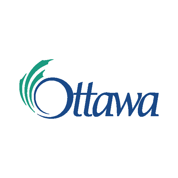 Ottawa City logo with teal curved lines and blue wordmark 'Ottawa'.